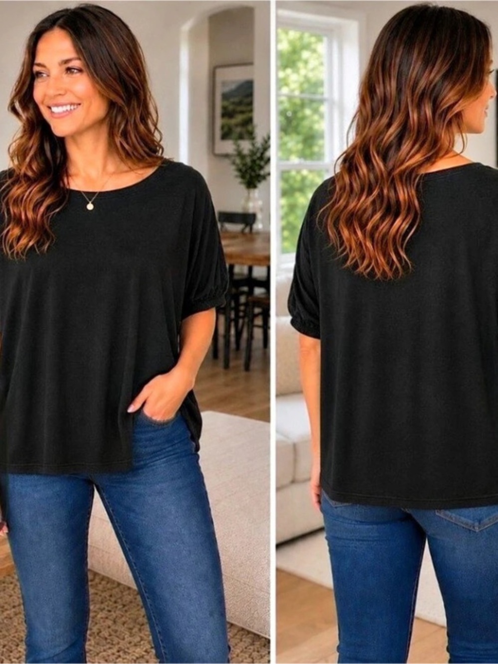 #1028 ZENANA QT-7294D4 Olive Rayon Ruched Dolmen Sleeve Top Size Large Brand New